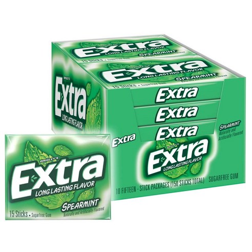 Spearmint EXTRA Spearmint Sugarfree Chewing Gum 15 Pieces (Pack of 10) null, 404g, 1개