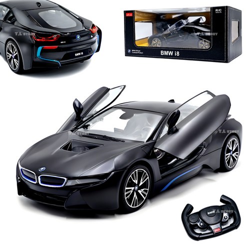 무선조종 RC카 BMW i8 1:14 정품 스케일카 LED 무선 전동오픈도어 AA 건전지식 조종rc 아이선물 어린이 자동차 장난감, 블랙 쥐rc Best Top5