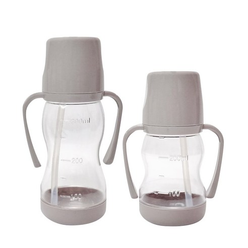 아가프라 라온빨대컵250ml+350ml 2개 빨대컵 와이드젖꼭지 호환가능, 그레이
