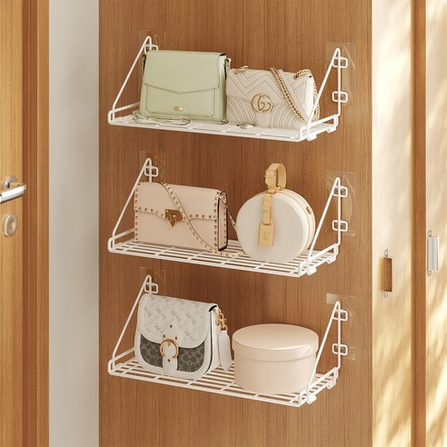 Aharmon 다용도 벽선반 철제 무타공 벽걸이선반, 2개, 흰색