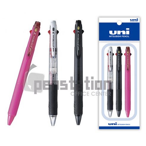 유니 제트스트림 SXE3-400 3색 3개 세트, 3색 0.38mm( 투명1블랙1로즈핑크1) 3개세트