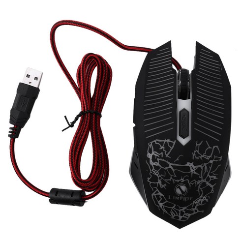 Xzante LIMEIDE V6 게임용 마우스 기계식 RGB 백라이트 게임 DPI 800/1200/1600/2400 E-스포츠 USB(블랙), 검은 색, ABS