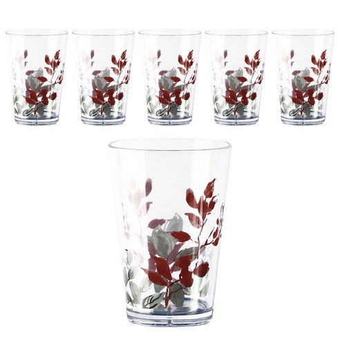 코렐 아크릴릭 스퀘어 글래스 일반 물컵 236.6ml, Kyoto Leaves, 6개입