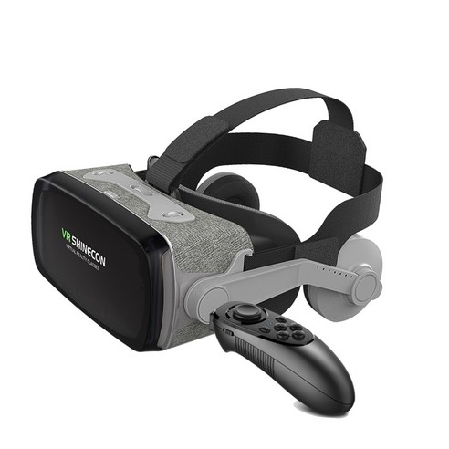 3D 안경 VR 헤드셋 가상 현실 고글 360도 영화(눈 보호 포함), 210x100mm, 블랙 그레이, ABS + 패브릭