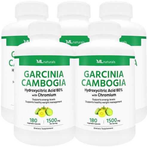 [미국빠른직구] 신제품 마이라이프 내추럴스 가르시니아 캄보지아 1500mg (HCA 60%), 5개, 180정