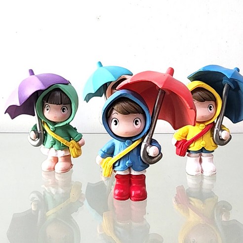 장식 미니어처 우산 쓴 소년 소녀 사람 피규어 테라리움(1192), P1192_우산쓴 소년 소녀 4P