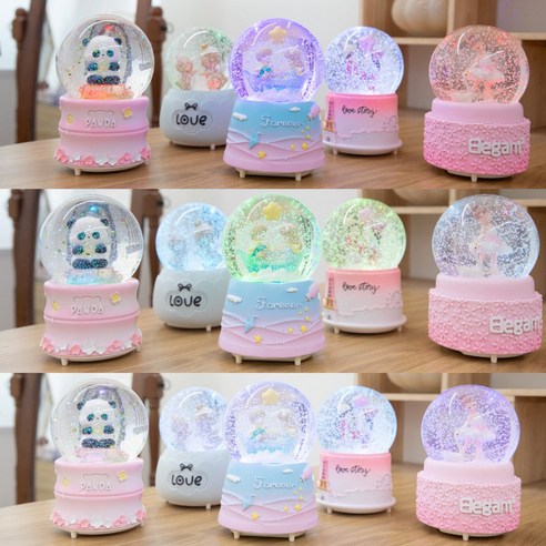 빛과 음악이 어우러진 낭만적인 선물, 파인큐브 LED 크리스탈 오르골 스노우볼 M-BOX