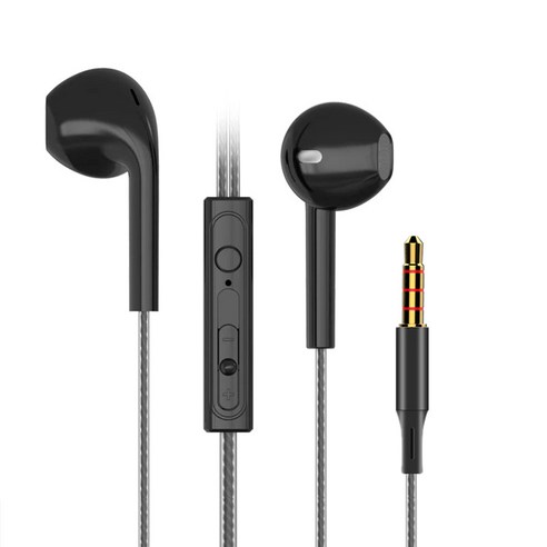 dodocool 3.5mm 인라인 휴대폰 헤드셋 마이크가 있는 서브우퍼 범용 쿼드 코어 트루 파워 인이어 헤드셋, 검은 색, 유선 헤드셋