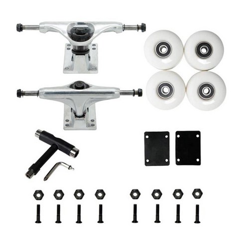 Monland ABEC-9 베어링이있는 85A 스케이트 보드 휠 54X36mm 스트리트 트릭 실버 + 화이트, 실버 & 화이트 ...