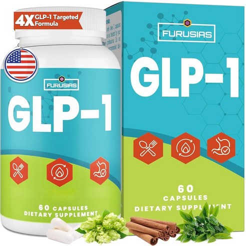GLP-1, 여성 및 남성용 16 in 1 GLP-1 보충제, 홉이 함유된 표적 포뮬라 4개, 녹차 추출물 계피 껍질, 장, 소화 전반적인 건강을 위한 GLP, 비건, 60캡슐, 60