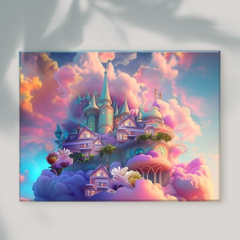 오로라데코덴 캔버스형 보석십자수 40x50cm, MK052 풍경 분홍빛 환상 마을