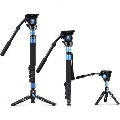 SIRUI P325FS 카메라 모노포드 키트 VA5 유체 비디오 헤드 삼각대 스탠드 DSRL 카메라용 플립 잠금 장치가 포함된 58.4 경량 텔레스코픽 탄소 섬유, P-424SR