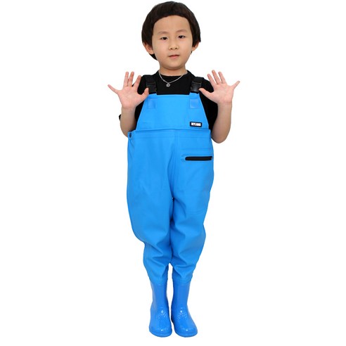 마이랭 어린이 갯벌체험옷 갯벌장화옷 전신장화 해루질 가슴장화 일체형장화, 고급형_블루, 220