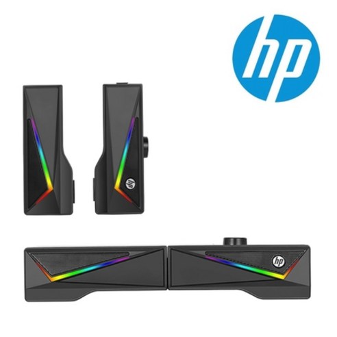 HP 스테레오 PC 사운드바 스피커, DHE-6005, 블랙
