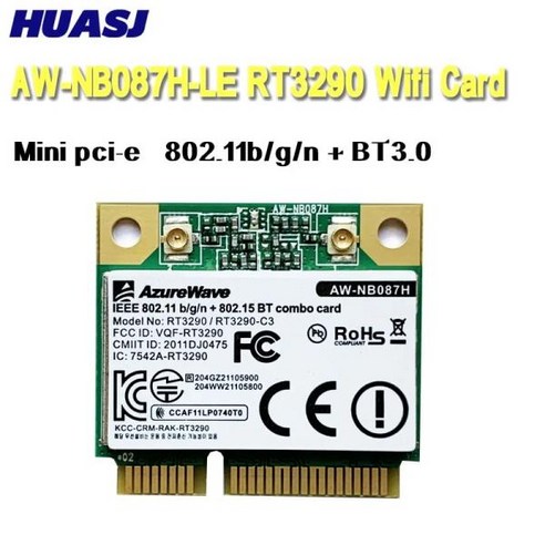 Huasj AzureWave AW-NB087H-LE RT3290LE RT3290 150Mbps 802.11b / n 미디어 미니 PCIe pci-express BT3.0, 한개옵션0