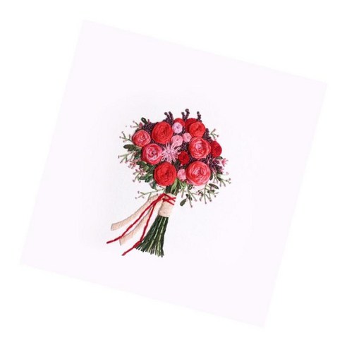 크로스 스티치 자수 스타터 키트-가정을 위한 꽃다발 패턴 수제 예술 교수형 또는 장식, 레드, 코튼