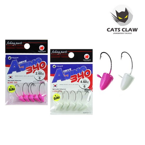 [당일발송] 캣츠크로우 아징 340 야광 지그헤드 – 핑크1.75g 배스지그헤드