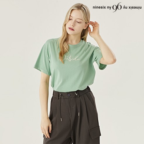 나인식스뉴욕 데일리 아웃 사이드 자수 레터링 티셔츠 (NO1LW037L0)