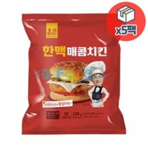 한맥식품 혼담은 매콤치킨버거 190g 5개입 핫순살치킨패티냉동햄버거!