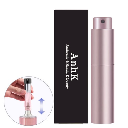안크 뚜껑없이 돌려쓰는 펌핑식 충전 향수공병 5ml, 1개, 핑크