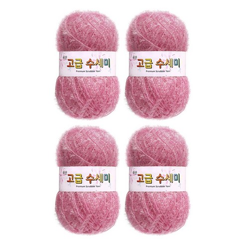 울클럽 별꽃수세미 DIY 고급수세미실 80g 4볼세트 + 동영상제공, 157딸기라떼