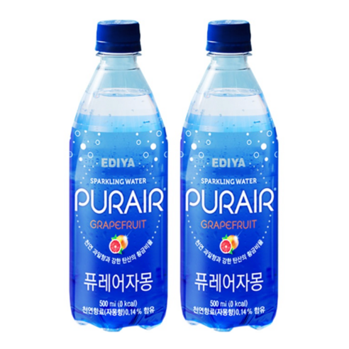 이디야 퓨레어 탄산수 500ml x 20페트, 자몽 500ml x 20개