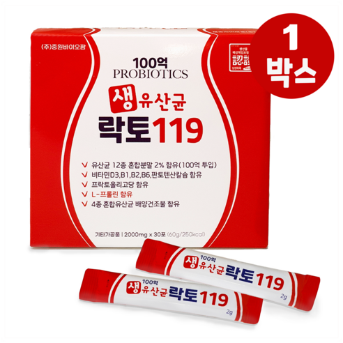 락토119 100억 생유산균 2g 30포 1개월 (1박스), 1개, 60g