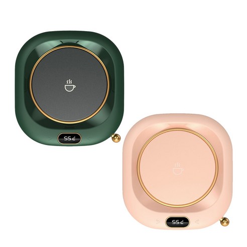 2 Pcs 전기 커피 컵 따뜻한 매트 유지 음료 차 우유 따뜻한 히터, 120x130mm, 핑크+그린, ABS 플라스틱