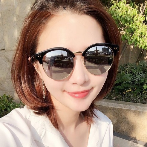 새로운 여성 선글라스 패션 안경 라운드 얼굴 대형 프레임 UV 보호 선글라스 남성