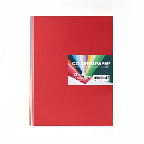 star starred 두꺼운(180g) 18컬러 색지(18 Colored Thick Paper), A3 54매