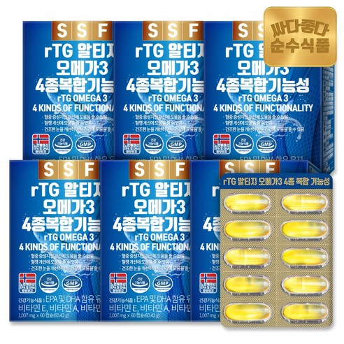 순수식품 rTG 오메가3 1000mg, 60정, 3개