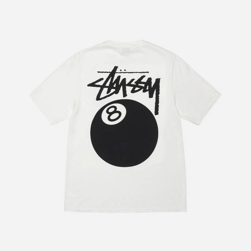 스투시 반팔티 피그먼트 8볼 로고 티셔츠 화이트 [국내매장판] 8 BALL TEE PIGMENT DYED