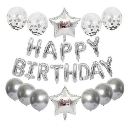 GAM 이벤트 파티 풍선 세트 생일파티 파티용품 생일파티세트 생일풍선 생일파티용품, 심플블링-메탈실버