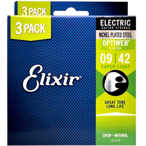 Elixir Electric OPTIWEB 일렉기타 스트링 Super Light 009-042 3p, 16550, 1개