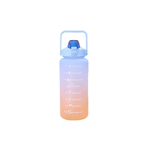 2000 ml 운동 물컵 헬 스 밴드 빨대 주전자 휴대용 플라스틱 고용량, 블루 커버
