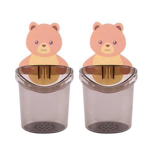 곰 칫솔 치약통, 그레이, 2개