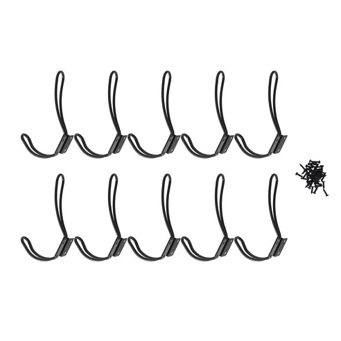 10pcs 소박한 금속 코트 후크 벽 장착 후크 매달려 장식 농가 entryway 후크에 대 한 이중 빈티지 후크, 보여진 바와 같이, 하나