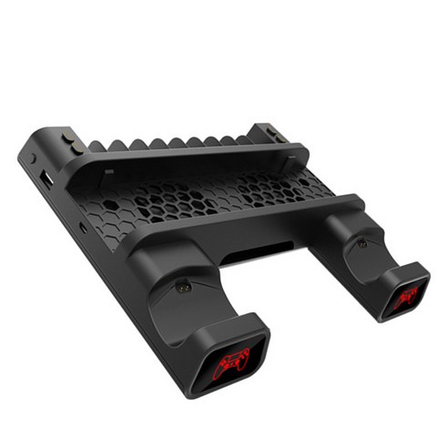 PS4 용 수직 스탠드 및 냉각 팬 컨트롤러 충전 스탠드, {"사이즈":"대략. 19.8x23.4x5cm"}, {"색상":"검정"}, {"수건소재":"ABS"}