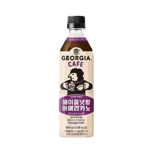 [본사직영] 조지아 카페 헤이즐넛향 아메리카노 500PET 24입(4X6), 500ml, 24개