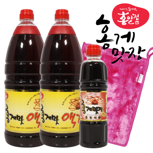 홍게간장 홍게맛 액젓 1.8L 2개 + 500ml + 행주 간장 홍일식품 홍게맛장 홍게 맛간장 천연 조미료