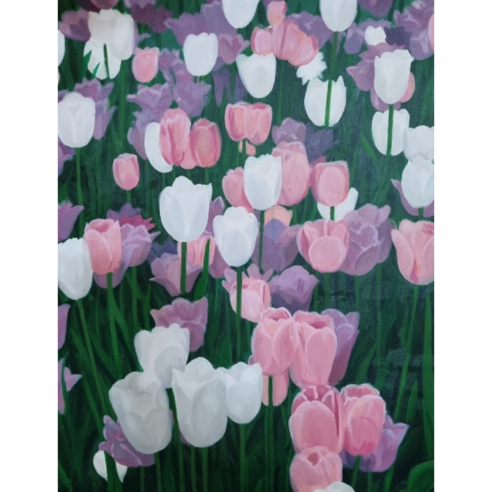 유화그리기 diy 보석십자수 40x50cm 세트 꽃 튤립 캔버스 시리즈 10종, 튤립 -5