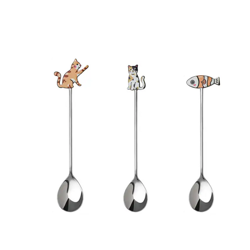 브라운 고양이 티스푼 3P 세트, 3개