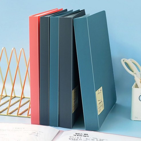 심플하고 순수한 페이지 복고색 강화 A 자료책 시험지 클립 수납봉투 폴더 서류철, 30페이지 - 파란색