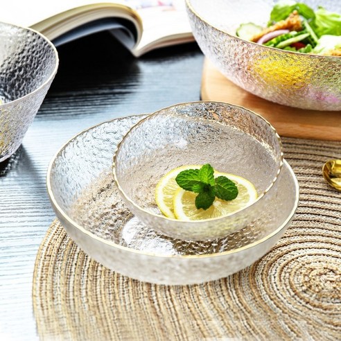 DFMEI 북유럽 세련된 얼음판 골드볼 과일샐러드 아이스크림볼입니다., DFMEI 투명 사다리꼴 그릇
