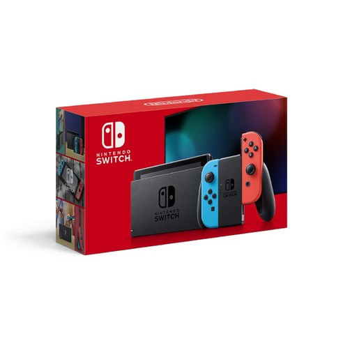 닌텐도스위치  Nintendo Switch 본체 (닌텐도 스위치) Joy-Con (L) 네온 블루 / (R) 레드 (배터리 지속 시간이 길어진 모델), 새로운 패키지