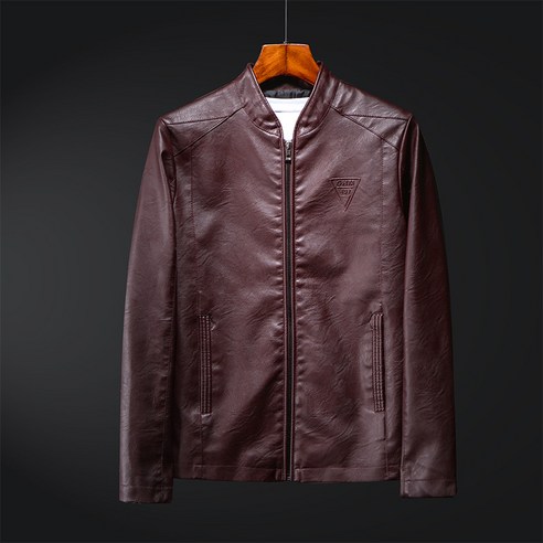 Mao남성 코트 재킷 슬림 캐주얼 청소년 얇은 봄과 가을 의류 Pu 가죽 유행 남자 코트