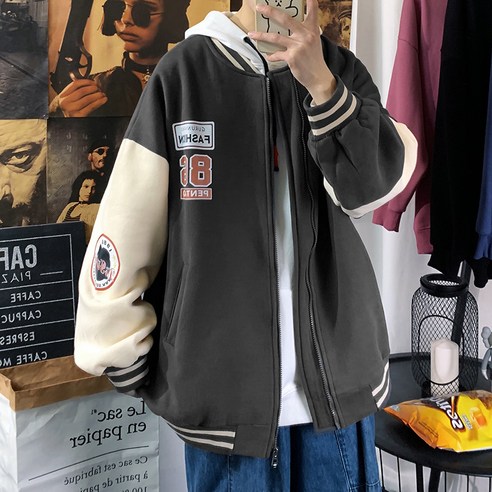 DFMEI 야구 자켓 남자 패션 브랜드 느슨한 홍콩 스타일 대형 봄과 가을 새로운 다목적 한국어 스타일 트렌디 자켓