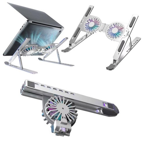 휴대용노트북거치대 추천 상품뷰데이 휴대용 노트북거치대 받침대 높이조절 팬쿨러 제품 사진