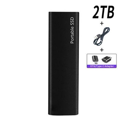 샤오미 외장 하드 드라이브 2TB 솔리드 스테이트 드라이브 USB 3.1 C 타입 고속 저장 장치 노트북 데스크탑 휴대폰용 SSD 1TB, BLACK-2TB