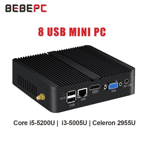 BEBEPC-인텔 코어 i3 5005U 4010Y i5 4200U 5200U 미니 PC DDR3L 윈도우즈 10 HD 8 x USB 와이파이 셀러론 2955U CPU 팬리스 컴퓨팅, [03] 8G RAM 256G SSD WiFi, [03] Core i5-5200U, 11.Core i5-5200U - 8G RAM 256G, 03 8G RAM 256G SSD WiFi